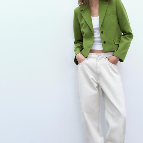 NWT Green Blazer FELT TEXTURE MULTI-POCKET BLAZER Size XS Color Lawn - Picture 4 of 12